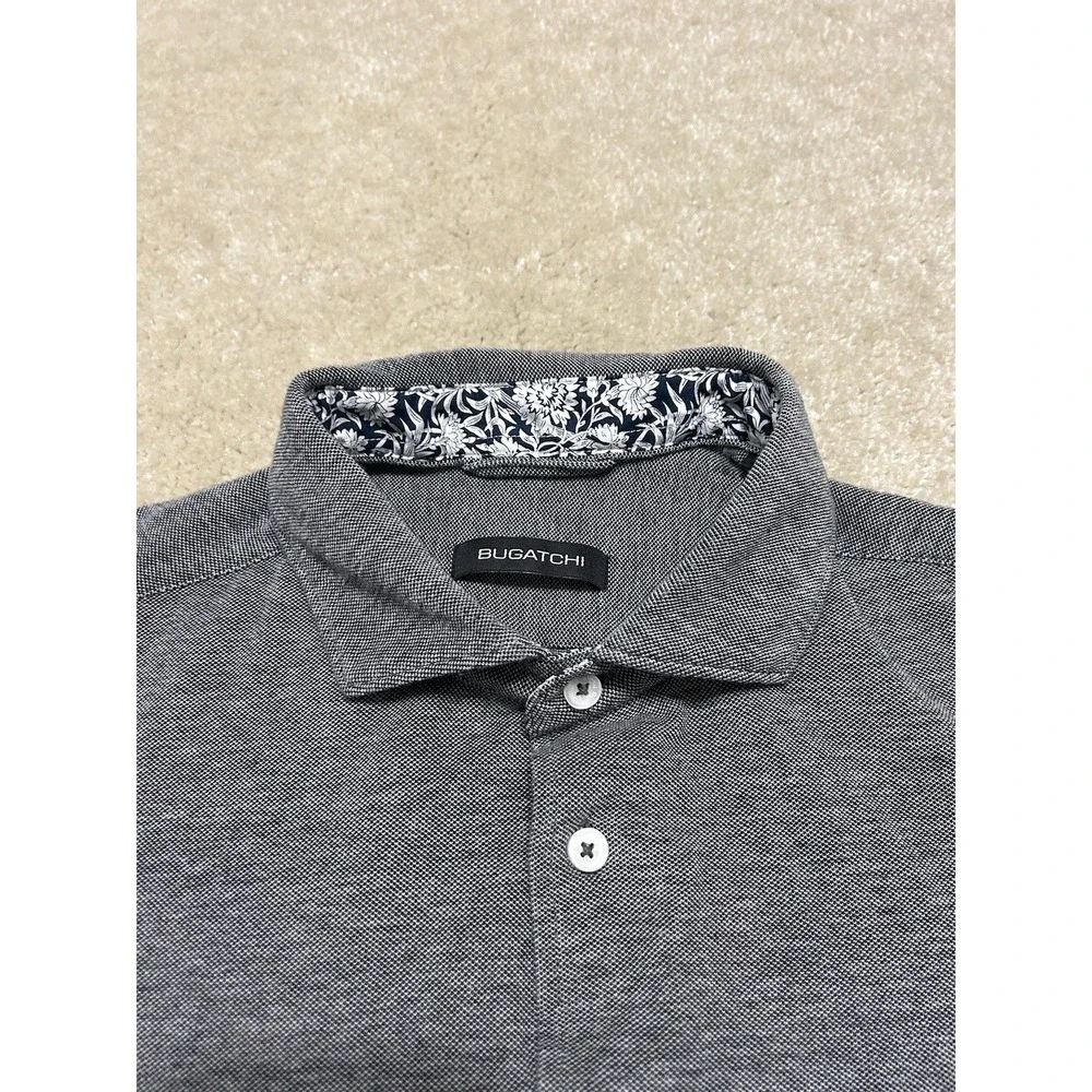 Bugatchi Polo Shirt Mens Large Gray Preppy Lightweight - Picture 4 of 6